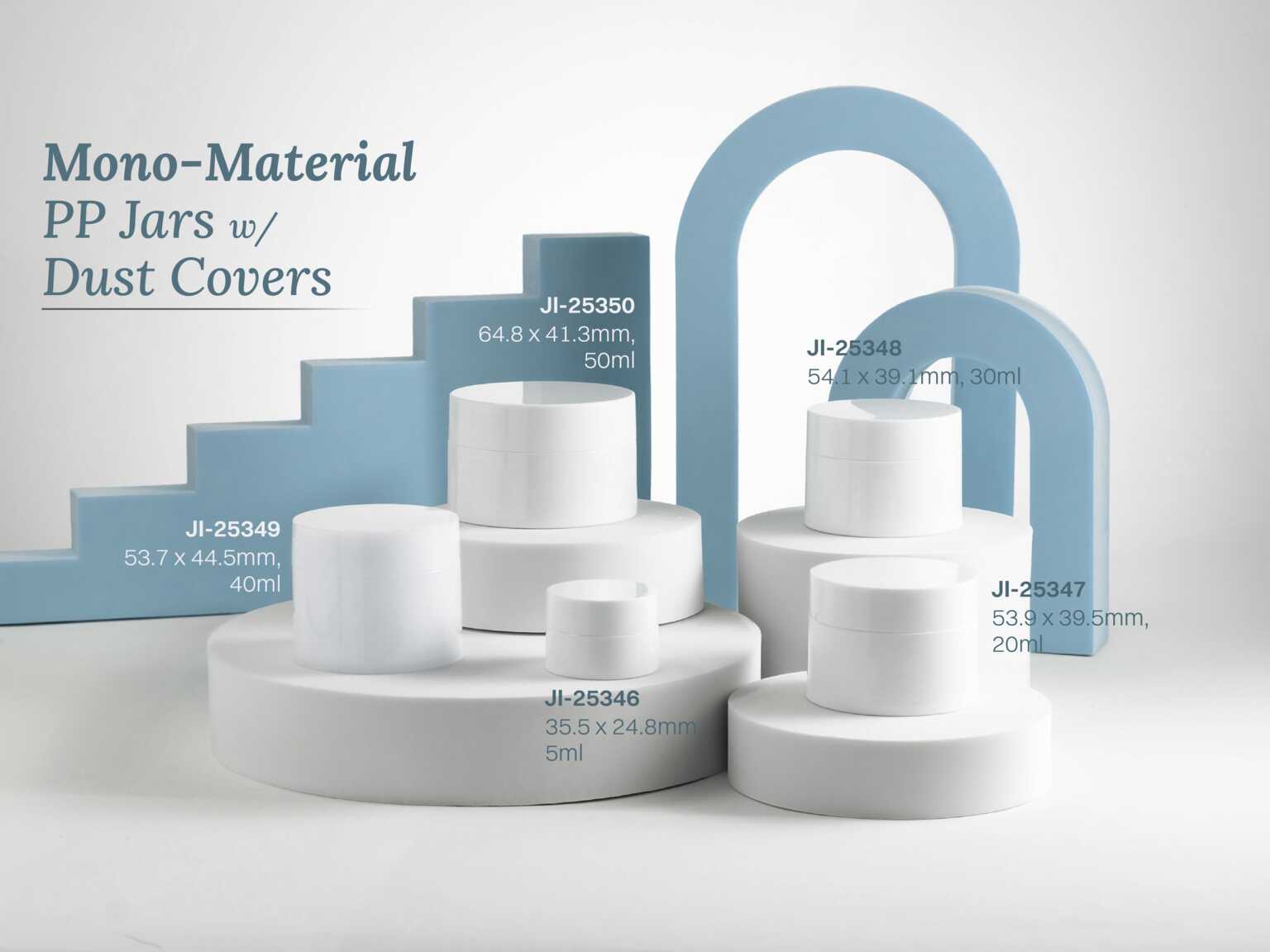 Mono-Material PP Jars w/ Dust Covers