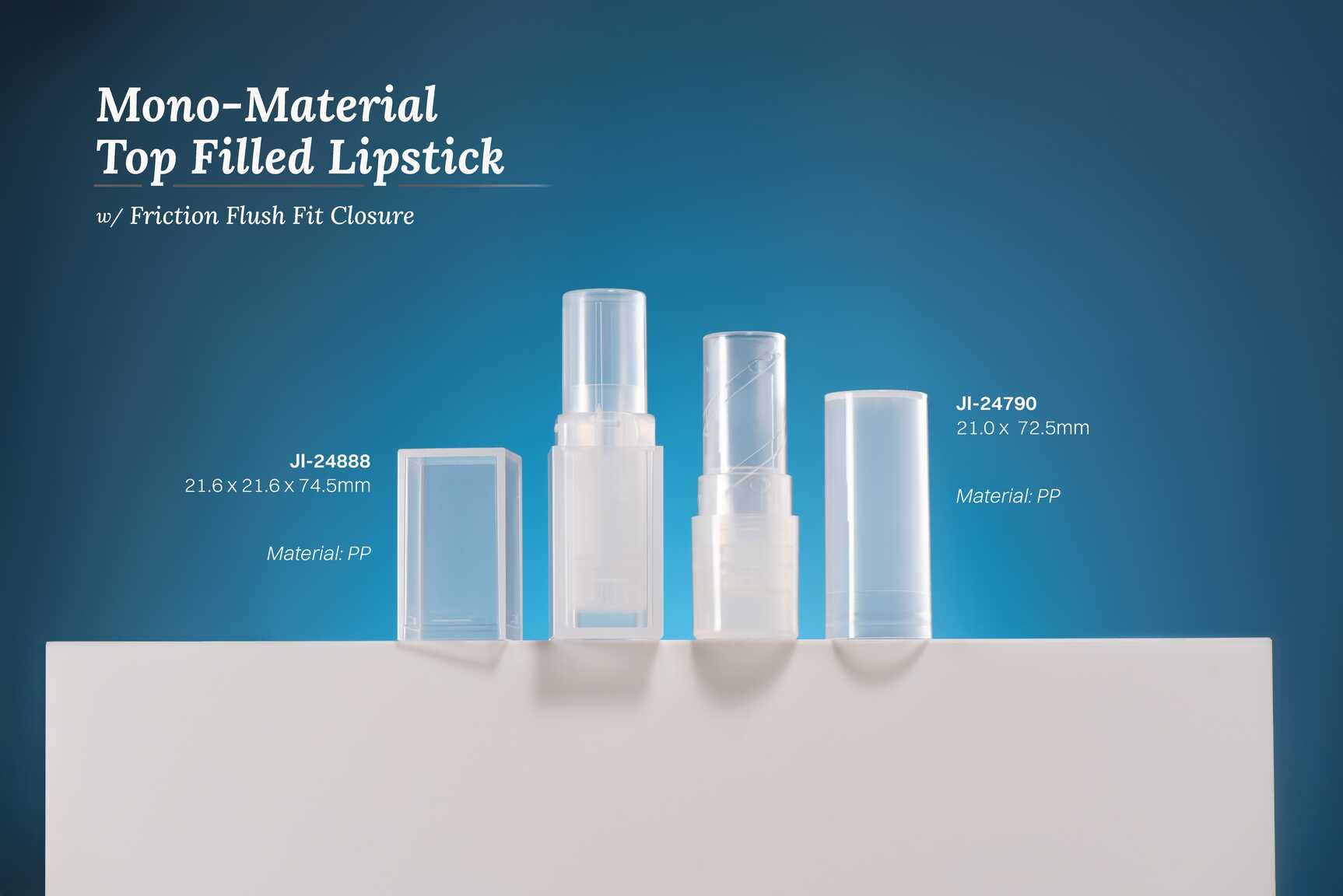 Mono-Material Top Filled Lipstick w/ Friction Flush Fit Closure