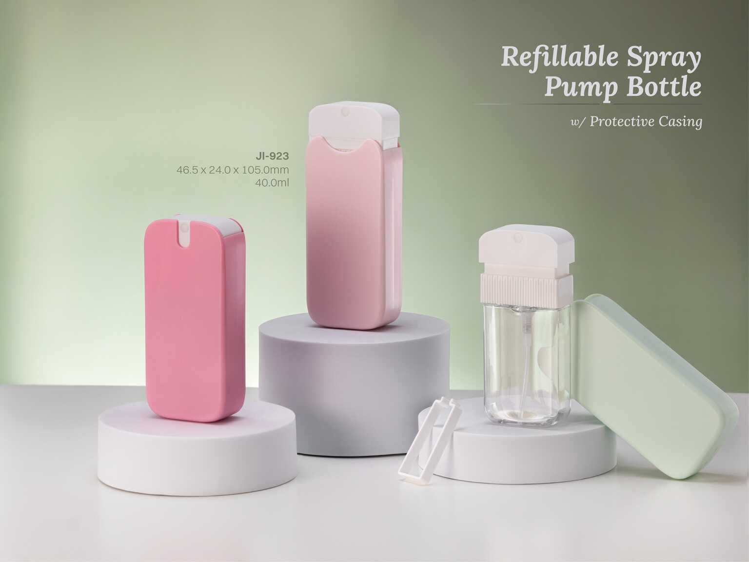 Refillable Spray Pump Bottle w/ Protective Casing