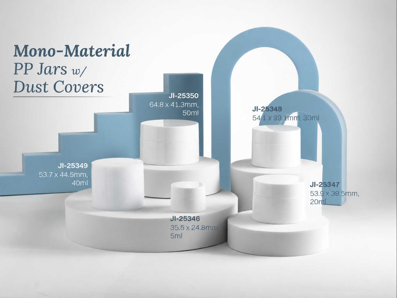 Mono-Material PP Jars w/ Dust Covers
