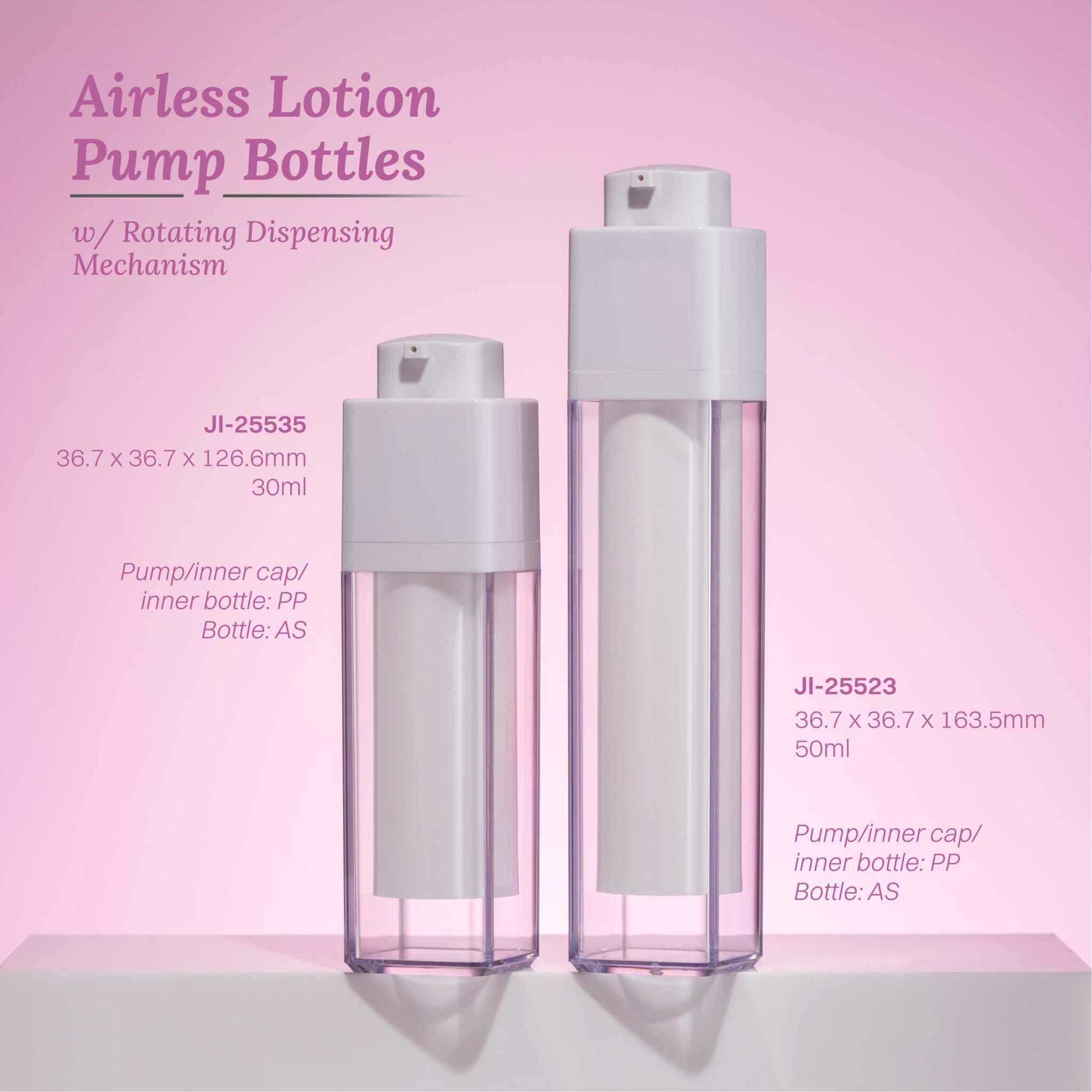 Airless Lotion Pump Bottles w/ Rotating Dispensing Mechanism