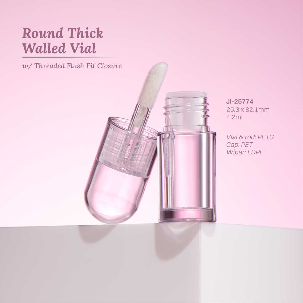 Round Thick Walled Vial w/ Threaded Flush Fit Closure